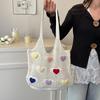 Hollow Out Lover Heart Thread Woven Bag Beach Handbag Tote Bag Beach Bag Large Capacity Bohemian Style Shoulder Bag Girls CLE
