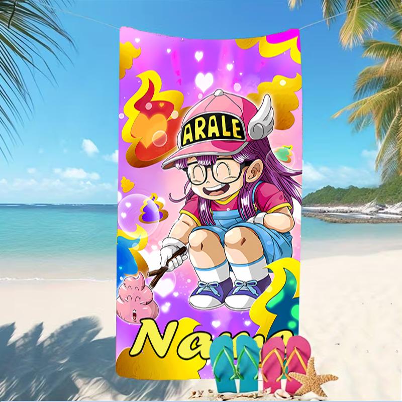 Customizable personalized beach towels Arale Norimaki themed designs.Suitable for the beach, yoga, sports;ideal as beach accessories