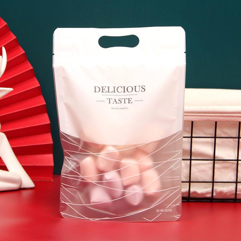 50Pcs Cherry Blossoms Flower Biscuits Snowflake Crisp Cookies Nougat Portable Self-Supporting Zipper Packaging Bags