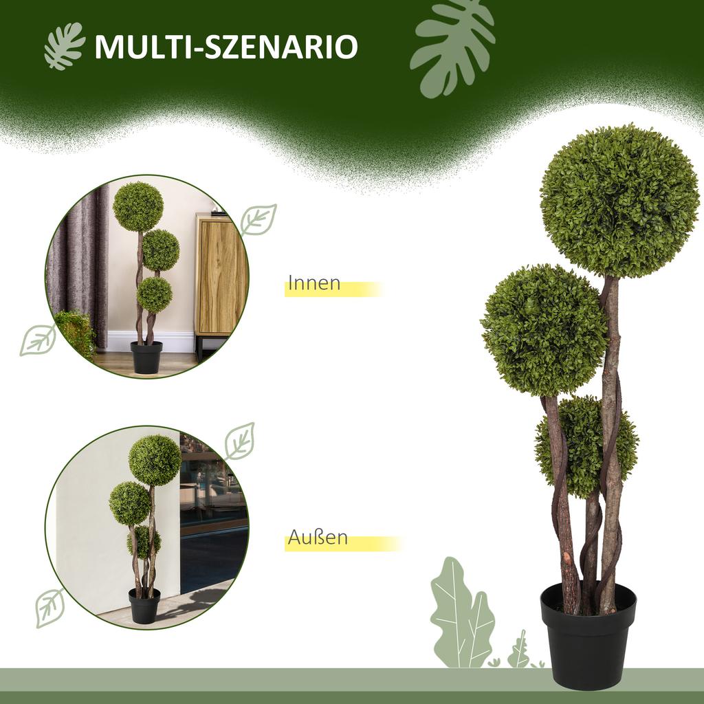Artificial Boxwood Tree, Artificial Plant, Realistic Look, Outdoor, Green + Black