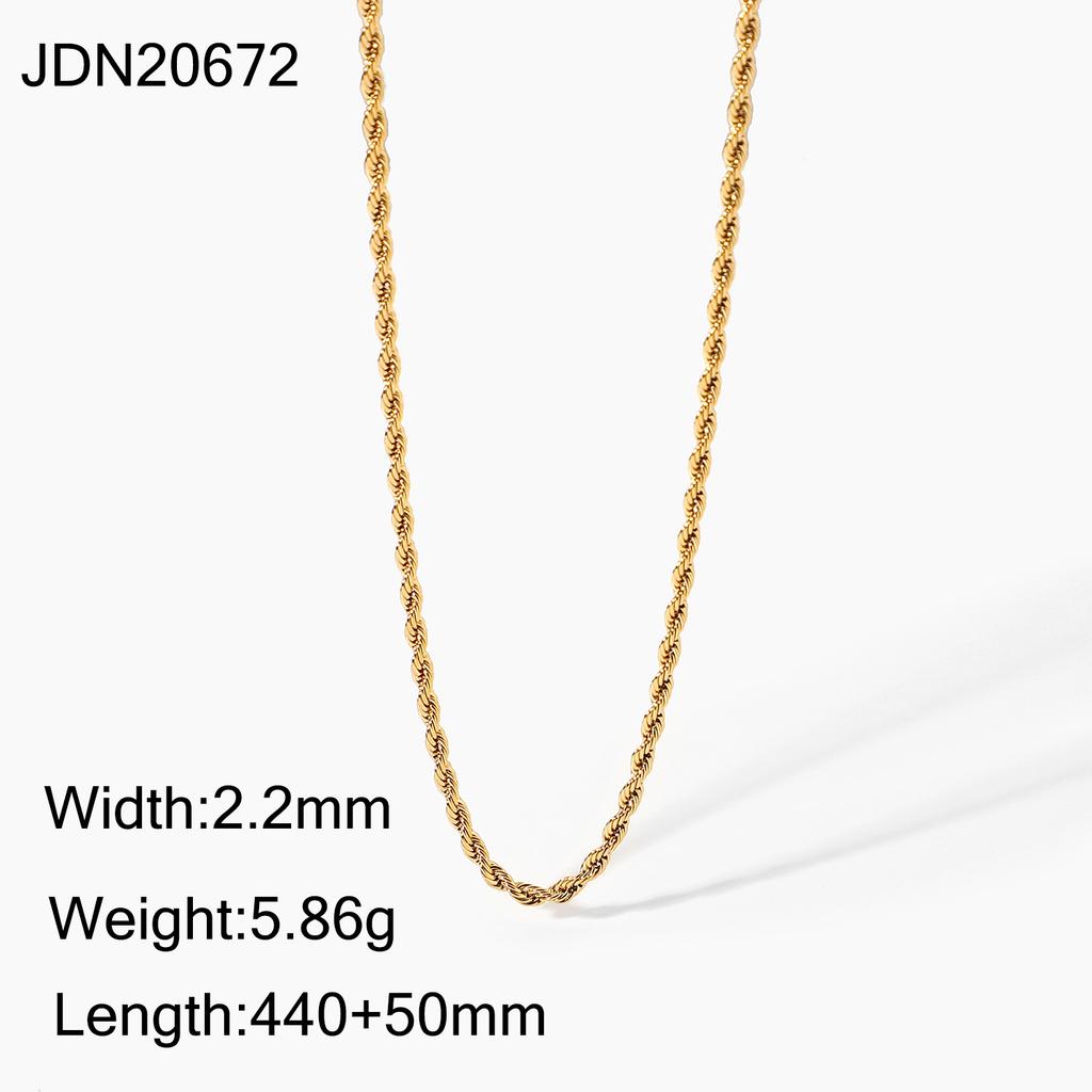 Youthway Stainless Steel Metallic Chain Necklace Basic Style Autumn And Winter Matching Waterproof Jewelry