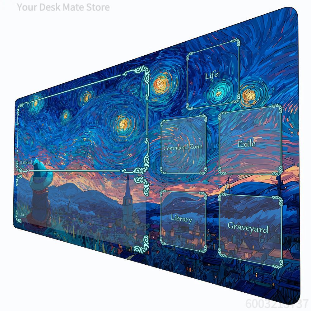 Van Gogh Starry Night Magic Playmat Card Battle Gaming Mat with zone mtg playmat Xcm desk mat suitable for game gathering
