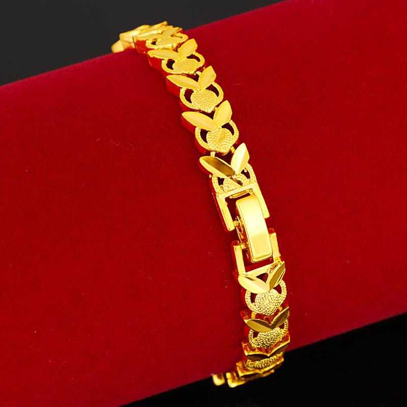 

Женский браслет для часов из 100% чистого золота 24 карата выгорает, Золотая женская цепочка для часов