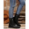 Women's Plus Size Mid-Calf Martin Boots New Autumn Winter Block Heel Lace Up Leather Ankle Boots with Side Zip