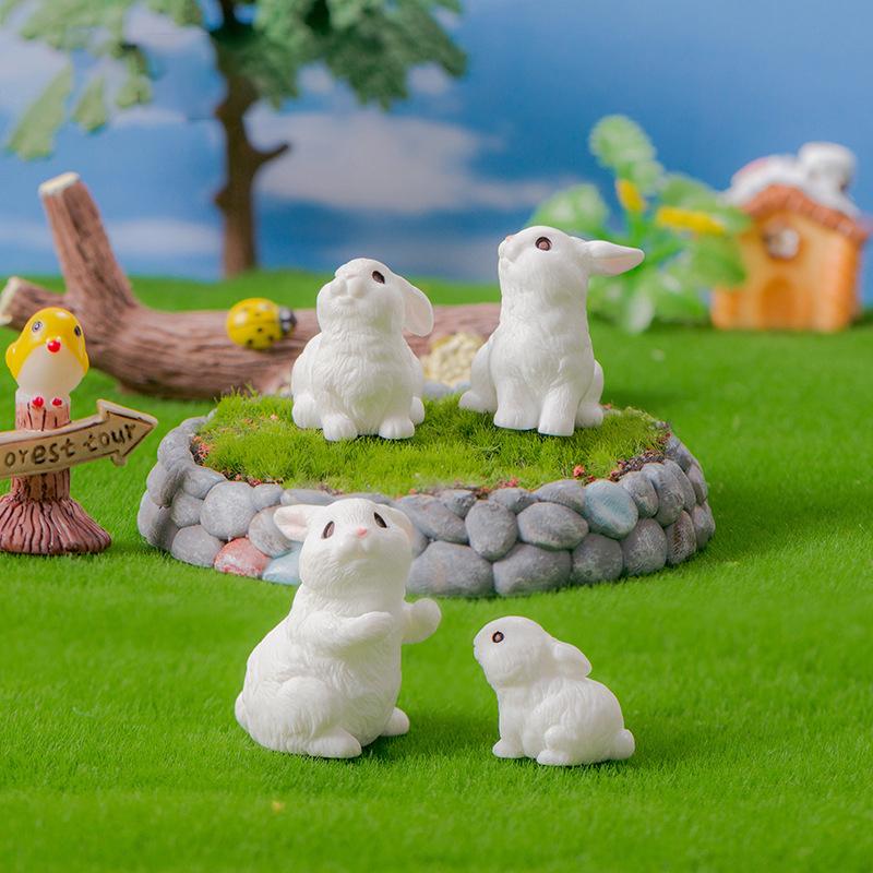 Cute Cartoon Rabbit Resin Ornaments Home Decoration Kawaii Animal Bunny Room Desk Decoration Miniature Figurine Gift Crafts