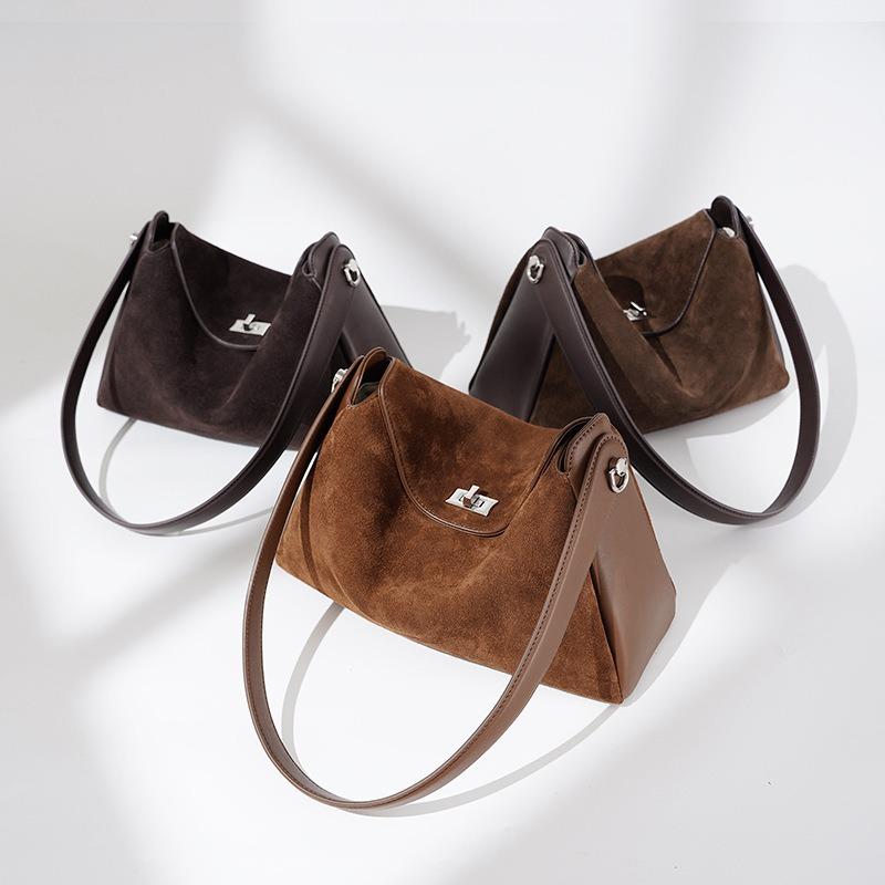 Premium Niche Bag Women's Autumn and Winter Suede Versatile Messenger Bag Simple Retro Casual Leather Portable Shoulder Bag