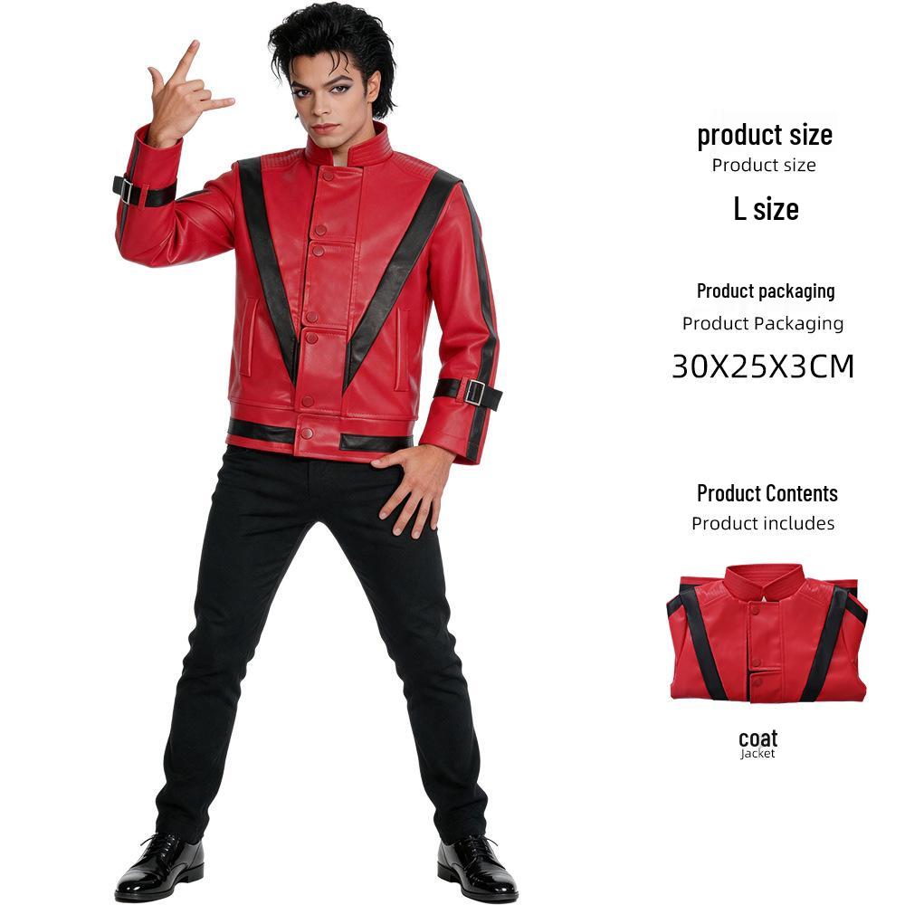 Bērnu Džeksona sarkana ādas cosplay jaka