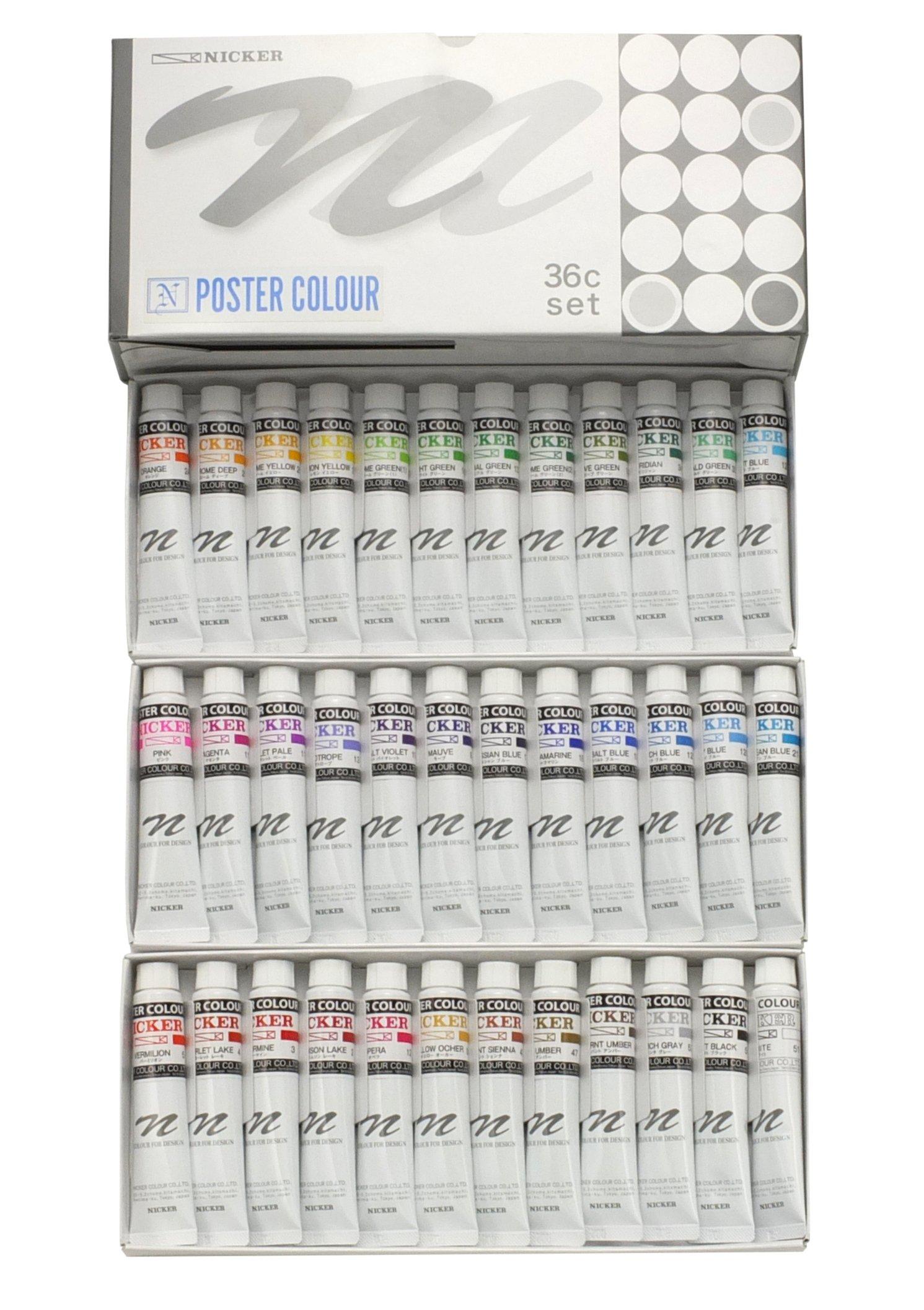 

Краска акварельная Nicker color плакатная 36 цветов набор 20мл (нет. 6)