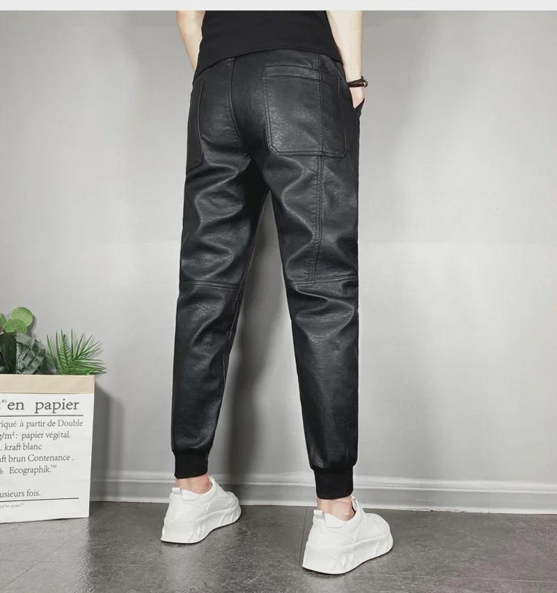 Men's Winter PU Leather Motorcycle Pants: Black, Plus Velvet, Thick, Windproof, Waterproof, Warm Trousers