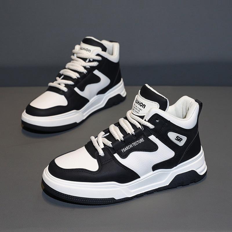 Herren-High-Top-Schuhe Trend Frühling Lederoberfläche Freizeitschuhe Student Sport Trendschuhe