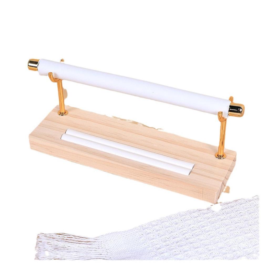 Luxury Wooden White Leather Ring Display Stand for Jewelry Photography