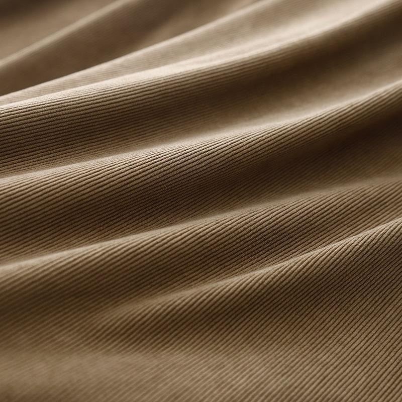 2025 Spring and Autumn Textured Corduroy Bubble Sleeve Dress Women's Loose Sweet Long Sleeve Crew Neck Long Skirt