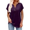 Women's Fashionable Casual Short-sleeved V-neck Button Printed Pullover Top