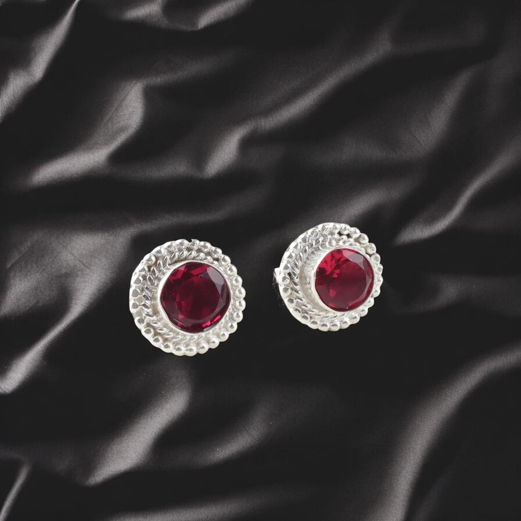 Rosa Rubellit Edelstein 925 Sterling Silber Schmuck Handgefertigt Ohrstecker 0,5" EE-128-10