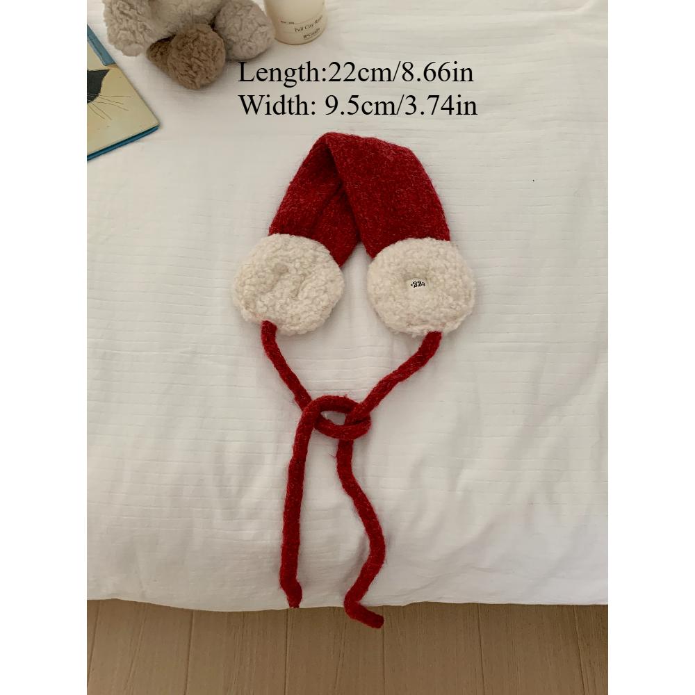 Осень и Зима Ретро Универсальные Шнуровка Цветовое Сочетание Наушники Женские Осень и Зима Теплые Модные Плюшевые Вязаные