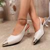 Fashion Sandals 2025 Temperament New French Metal Pointed Toe Baotou High Heels Back Empty Single Shoes