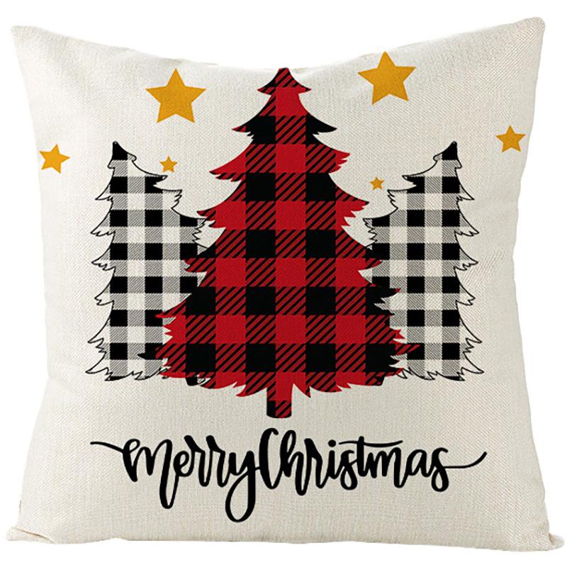 Pillow Christmas Pillow Cover Red and Black Plaid Sofa Cushion Cover Car Backrest Lumbar Support Nordic