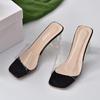 Summer 2020 New Korean Version Crystal Thick Heel with Transparent Cool Slippers Women 2025