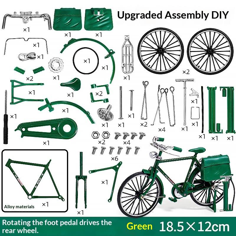 1 Set Simulation Collection Gifts 1:10 Model Mini Retro Alloy Bicycle Diecast Mountain Metal Bike With Inflation Pump Toys