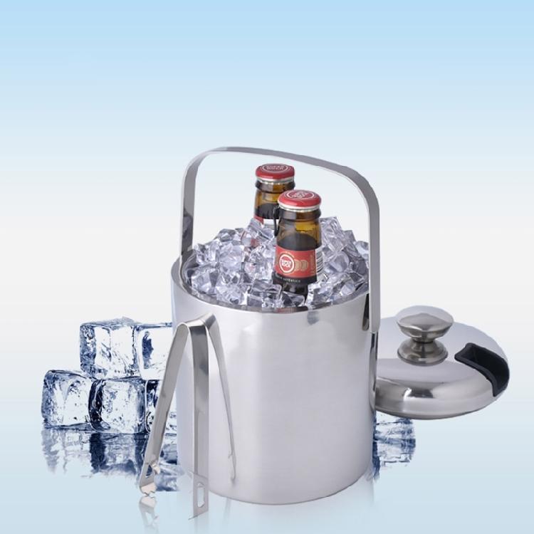 Cubo de Hielo Aislado de Acero Inoxidable de Doble Pared con Tapa Pinzas Almacenamiento Enfriador