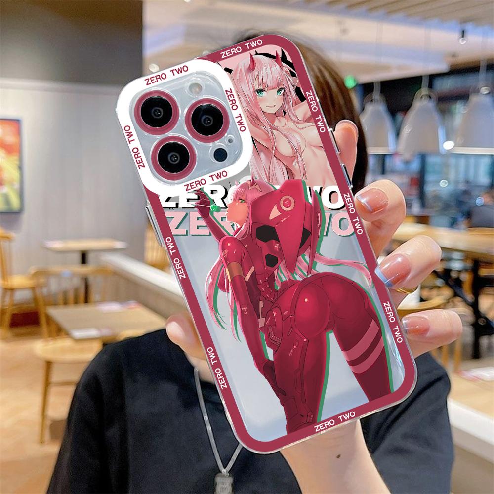 Zero Two Darg In the FranXX Anime Phone Case For iPhone 15 14 13 12 11 Mini Pro Max X XR XSMax 7 8 Plus SE Transparent Cover
