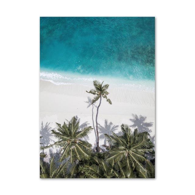 Coastline Blue Ocean Wall Poster Print Sea Reef Nordic Canvas Painting Landscape Modern Home Picture Decoration Living Room Art