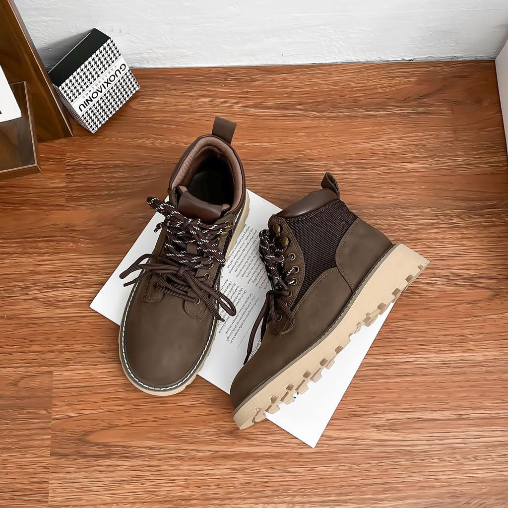 Grape mother winter new thick-soled Martin boots women wear high-end big yellow boots women's British style short boots children