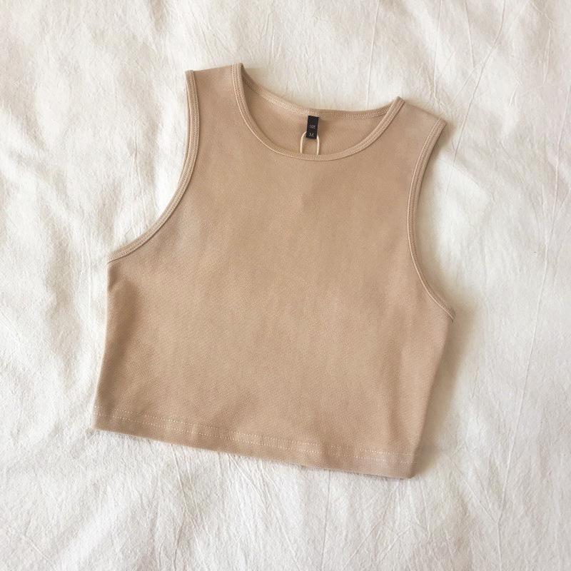 Retro AA Style Cotton High-Waist Slim Fit Sleeveless Crop Top for Women - Versatile Summer Wear