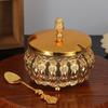 European Luxurious Spices Jar Set With Iron Lid And Clear Glass Body Includes Spoon Sugar Bowl for Home Kitchens Cooking