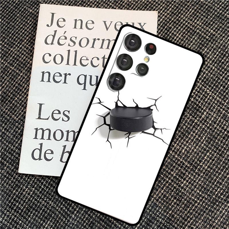 Hockey Stick and Puck Case For Samsung Galaxy S21 S22 S23 S24 Ultra Note 20 Note 10 S8 S9 S10 Plus S20 FE Cover