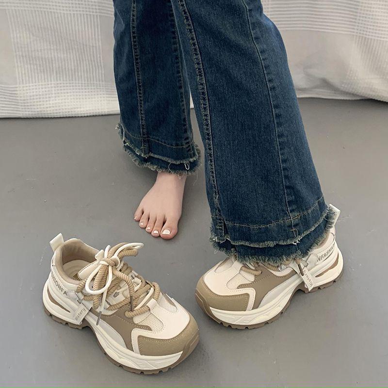 

Новые летние модные универсальные женские туфли на платформе из сетчатой ткани, дышащие студенческие спортивные туфли 40 бежевый