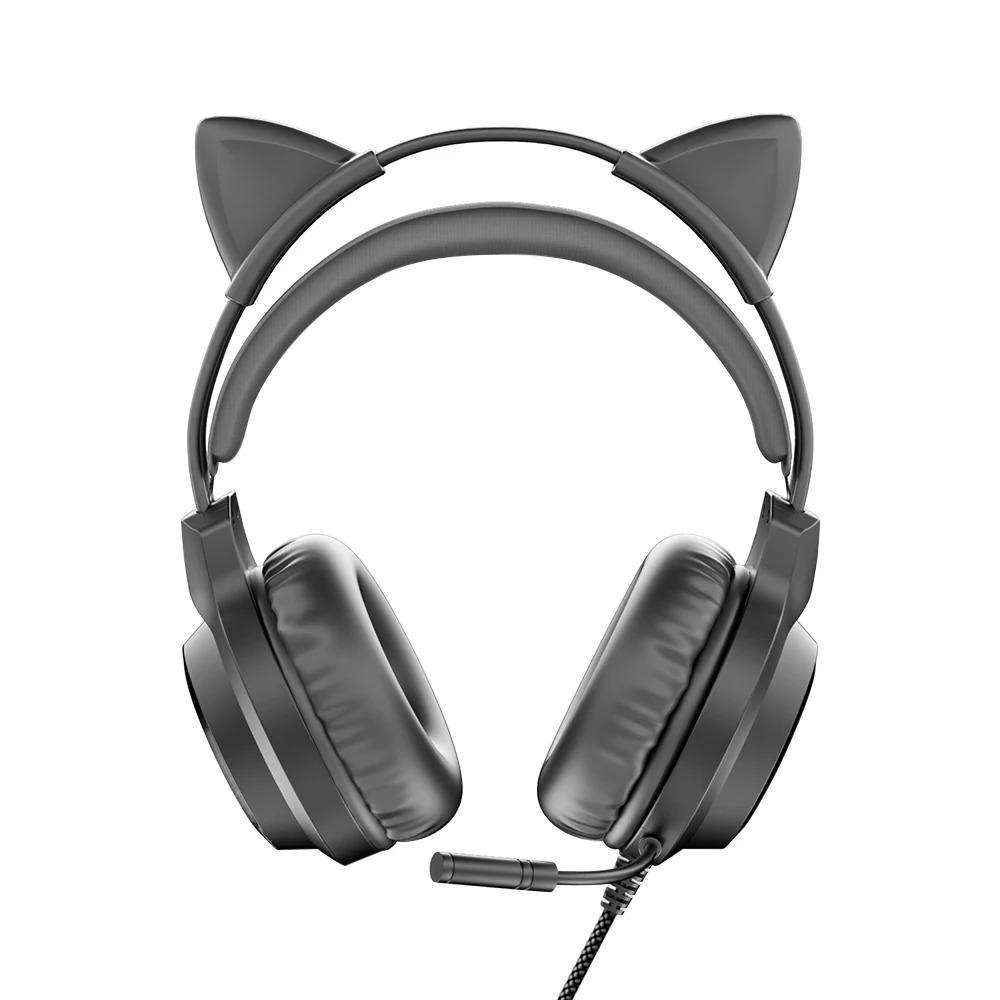 SY-G40 3,5 mm USB-kabelanslutet styrt headset Dragon Eyes Luminous Gaming Söta kattöron Huvudmonterade datorhörlurar med mikrofon För PC Bärbar dator