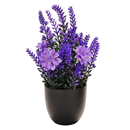 Simulated Lavender Potted Plant No Watering Maintenance-Free Faux Lavender for Indoor Decor Allergy