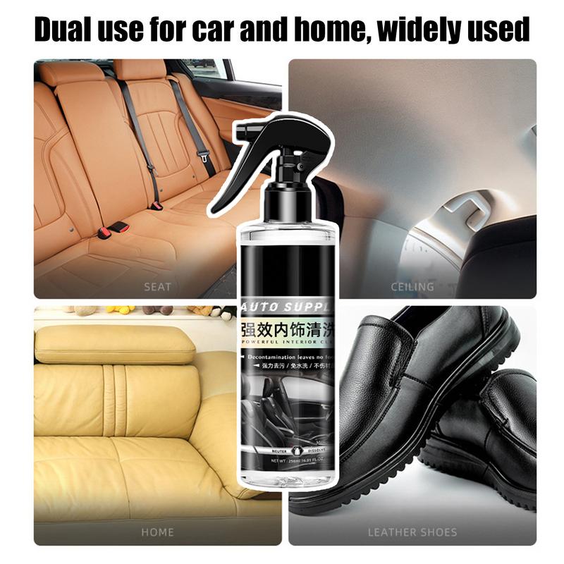 256ml víceúčelový pěnový čistič, sprej na čištění kůže, mytí auta, interiér auta, čističe domácnosti, odstraňování skvrn