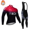 Winter Thermal Cycling Jersey Bib Pants Set Men Women Long Sleeve Fleece Warm Mountain Bike Outfit