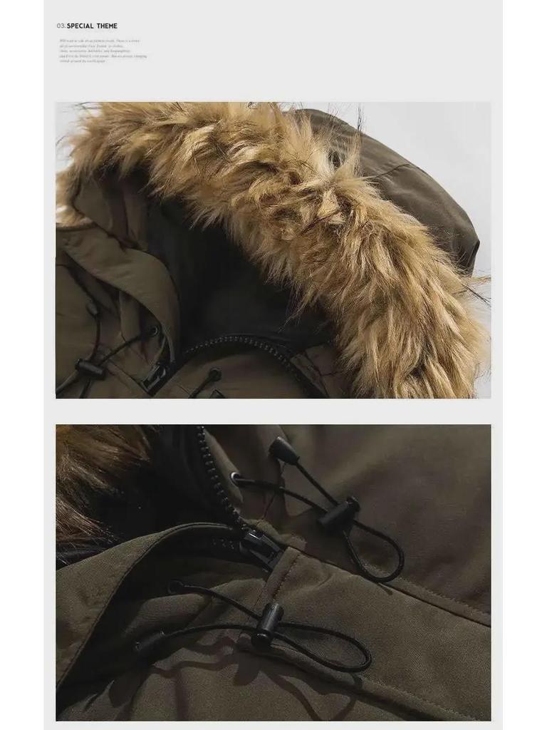 Herren Winter Kapuzenjacke mit Pelzkragen Lässige Baumwolljacke für Paare