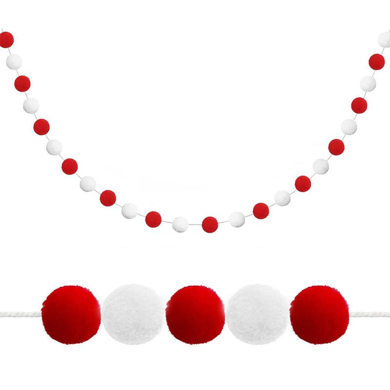 2M Pom Pom Garland Decoration Kit Holiday Decor Ball Garland Christmas Polyester Felt Ball String Christmas Tree