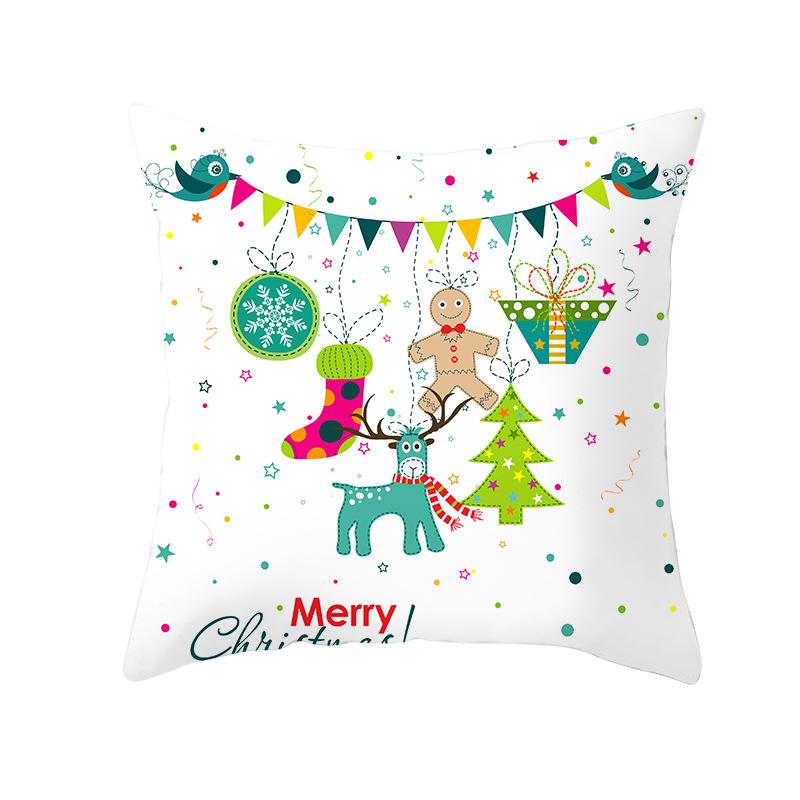 Peach Skin Christmas Print Pillow Case Cartoon Animal Home Sofa Cushion Cover Bedside Bedroom Pillow
