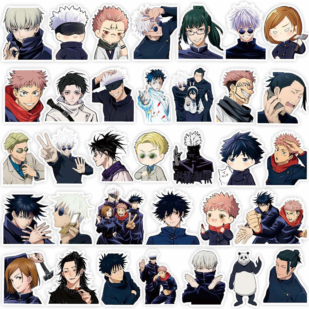 80uds Pegatinas de Dibujos Animados Anime Jujutsu Kaisen Pegatinas Impermeables para Coche Motocicleta Equipaje Casco Pegatina Genial para Niños Juguete Clásico