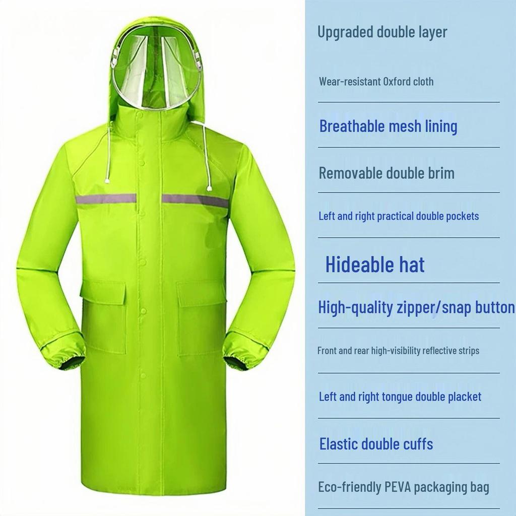 New Fashion Full-Length Outdoor Raincoat - Extended Hiking & Cycling Windbreaker
