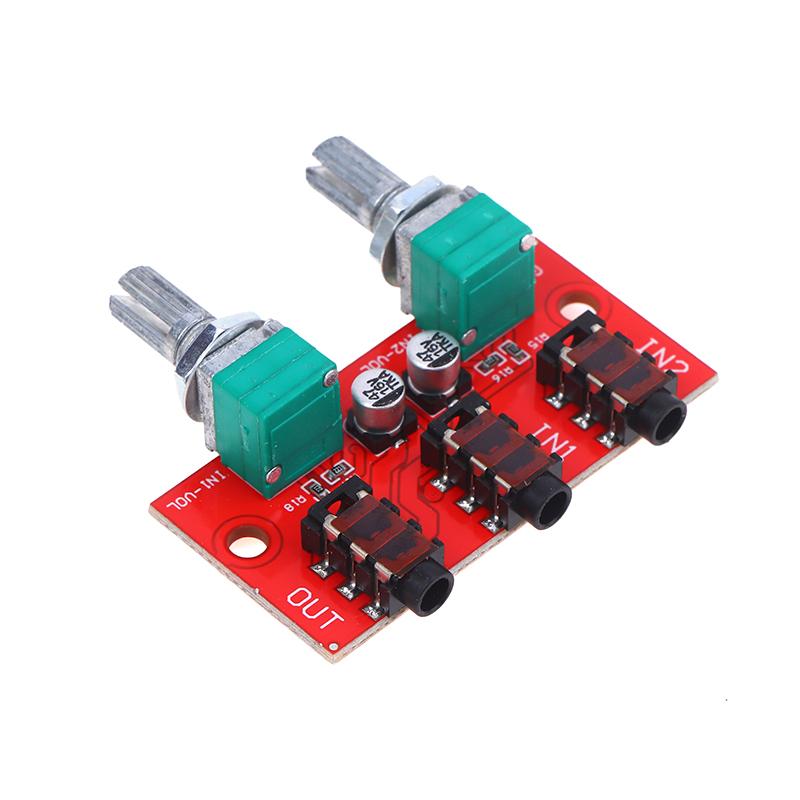 

Dual Channel Stereo Passive Audio Mixing Board Signal Mixer 2 Way Input 1 Way Mixed Output 3.5Headphone socket