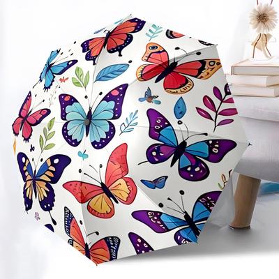 1pc Butterfly Garden Automatic Open/Close Umbrella Compact Folding Umbrella, All-Season Portable Umbrella for Women/Men F1124014