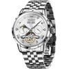 OLEVS Mechanical Automatic Winding Moon Phase Stylish Skeleton Waterproof Popular Watch Luminous Watch for Men White Men's