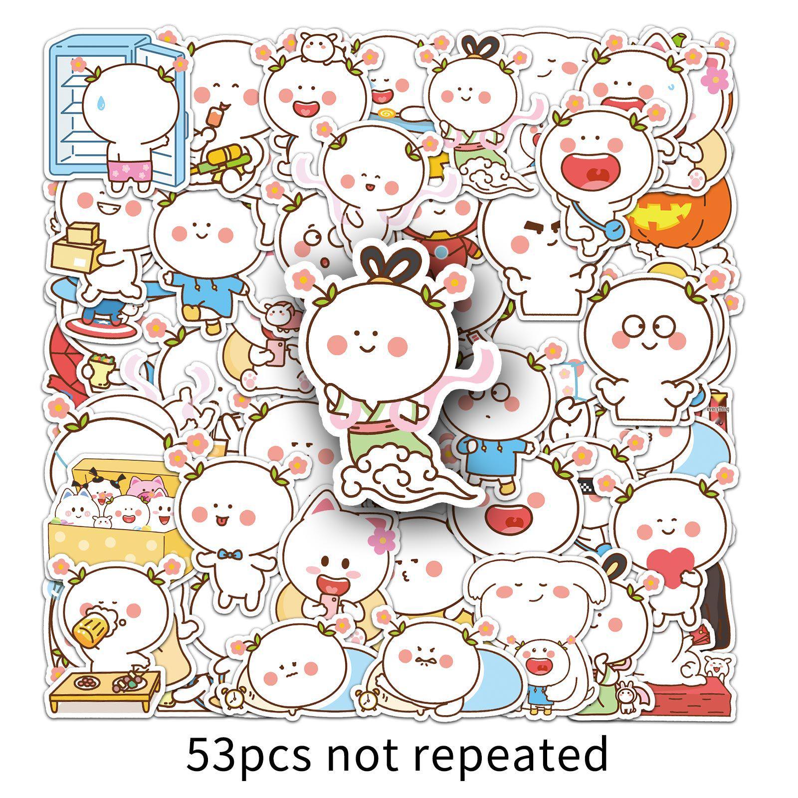 53 Second-Gen Flower Cartoon Emoji Stickers: Cute Guka Journal Decorations & Resin Crafts