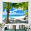 Tropical Sea View Tapestry Summer Vacation Style Bedroom Living Room Background Fabric Wall Decoration Hanging Fabric