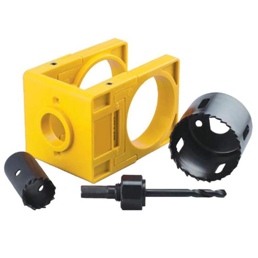 Door Lock Installation Kit Adjustable Plastic Guide Template Easy 4-Step Setup For Wooden Doors Installing Knob
