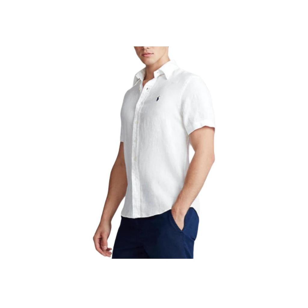 Polo Ralph Lauren Logo Embroidered Polo Straight Fit Short Sleeve Shirt Men Shirts White 710795452-008