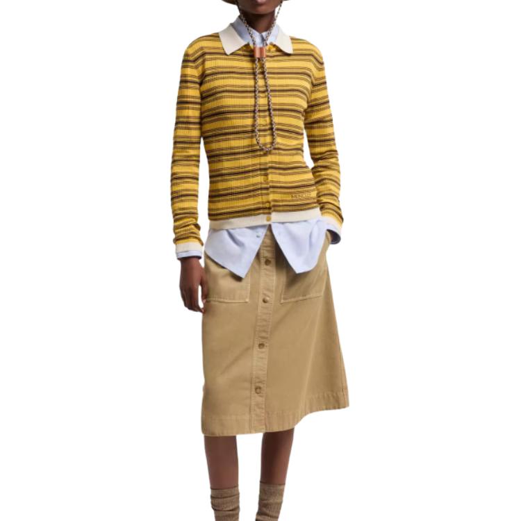 Moncler SS26 Striped Cotton Long Sleeve Shirt Women tops L10939A00004M9371F12