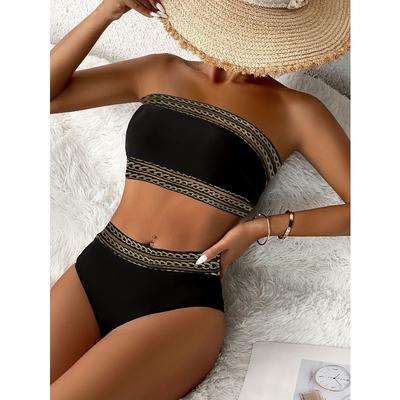 Neuer Bikini Bandeau-Oberteil Geteilter Badeanzug Sexy Mode Badeanzug Zweiteiliger Bikini