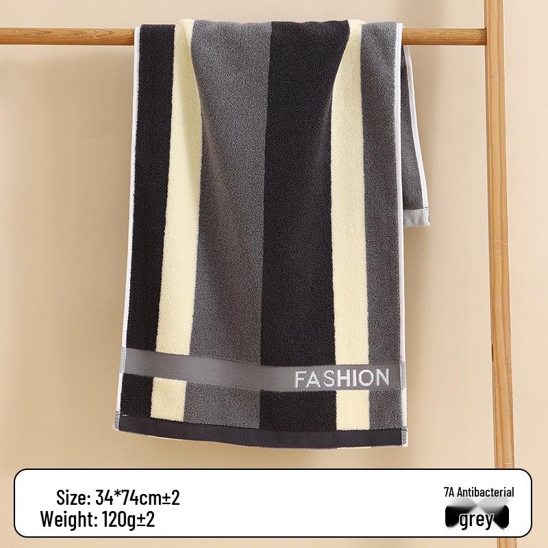 Thick, Absorbent Striped Cotton Face Towel - Soft Yarn-Dyed Design for Adults